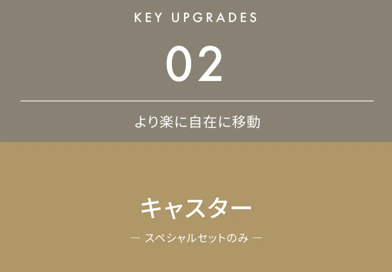 KEY UPGRADES02 より楽に自在に移動 キャスター